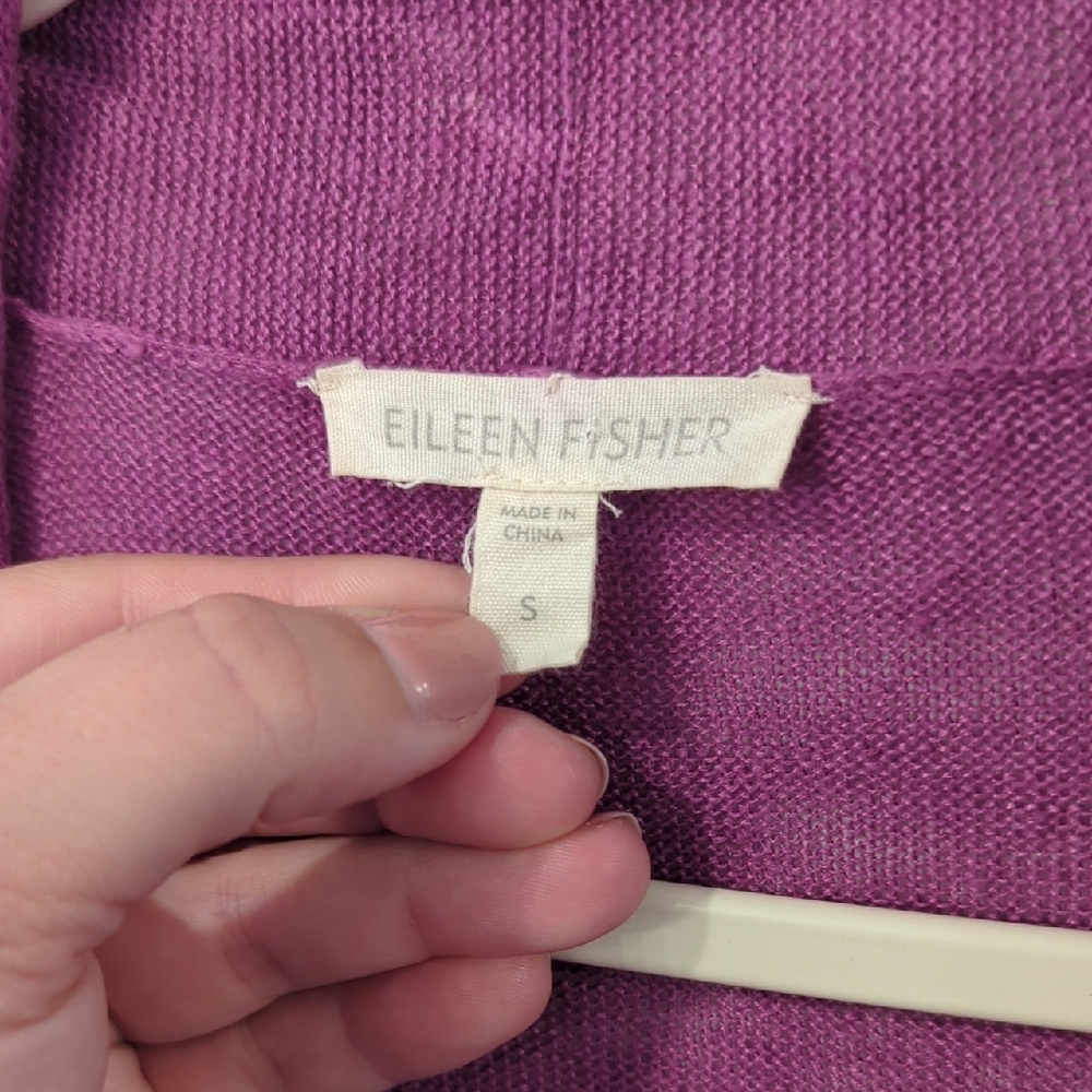 Eileen Fisher Linen Cardigan Open Front‎ Raspberry size Small - Picture 3 of 7